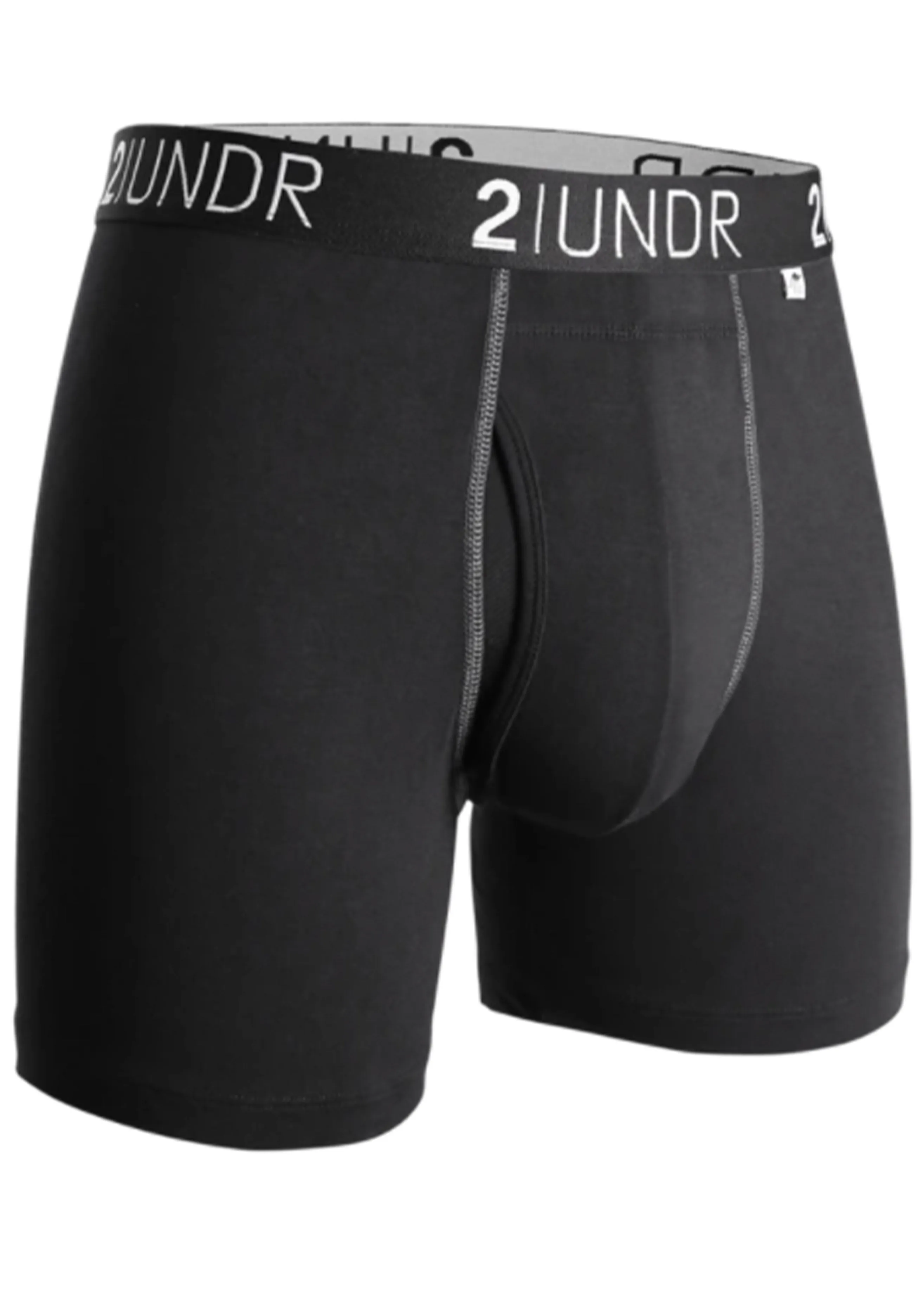 2 UNDR Swing Shift 6 Inch Boxer Brief | Black and Grey
