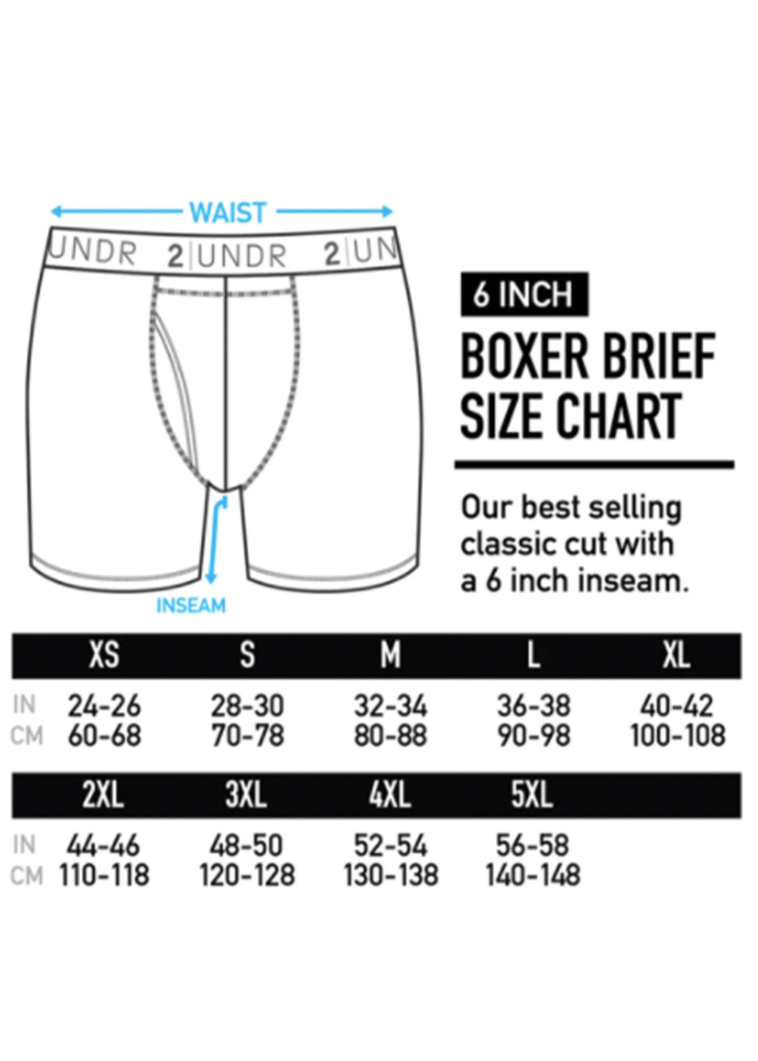 2 UNDR Swing Shift 6 Inch Boxer Brief | Black and Grey