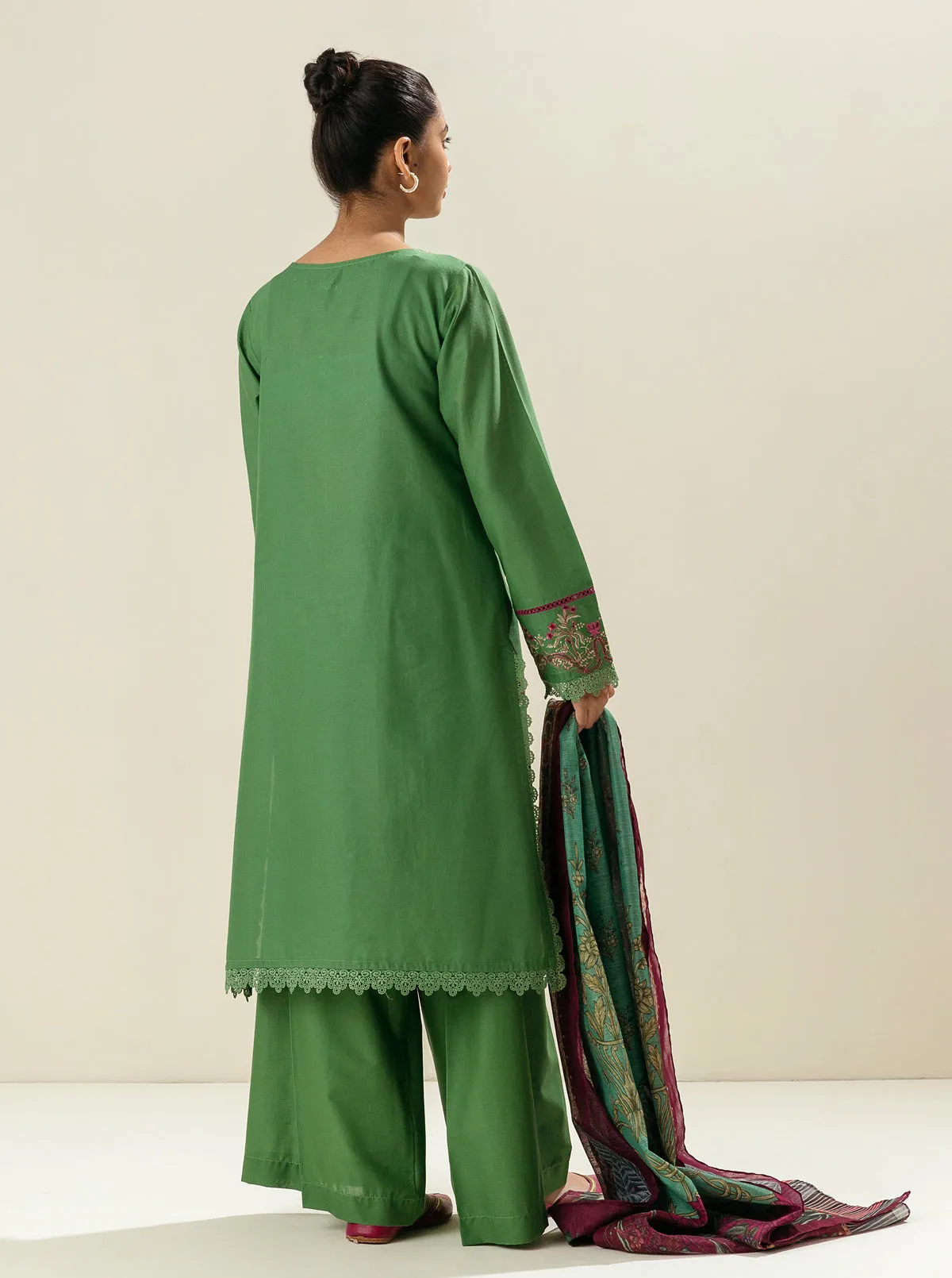 3 PIECE - EMBROIDERED LAWN SUIT - GREEN QUIETNESS