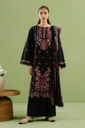 3 PIECE EMBROIDERED LAWN SUIT-SABLE SPRAY (UNSTITCHED)