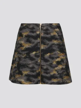 Abstract Print Zip Up Mini Skirt