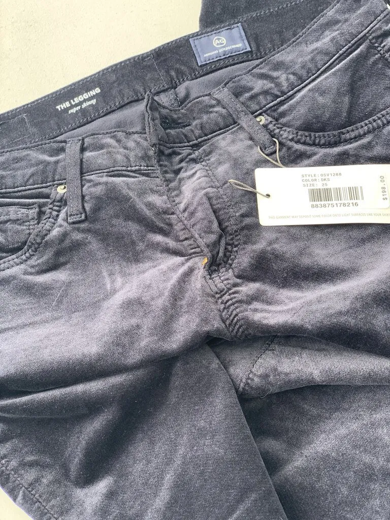 AG Jeans The Legging Super Skinny Velour 25 NWT