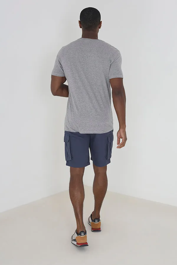 AIR FORCE BLUE CARGO STYLE COTTON CANVAS SHORTS