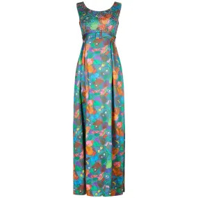 ARCHIVE: 1960s Harvey Nichols Floral and Sequin Evening Dress