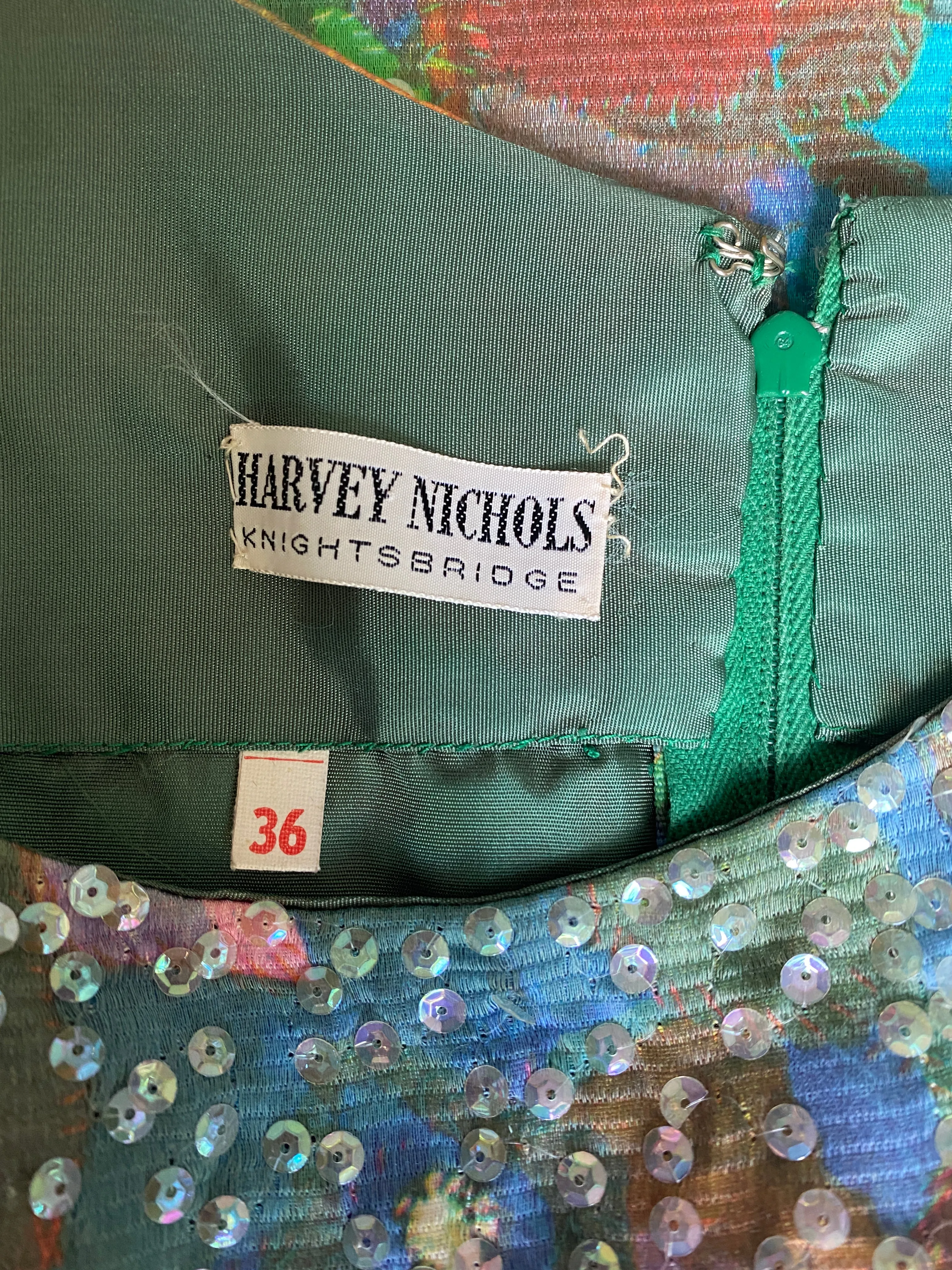 ARCHIVE: 1960s Harvey Nichols Floral and Sequin Evening Dress