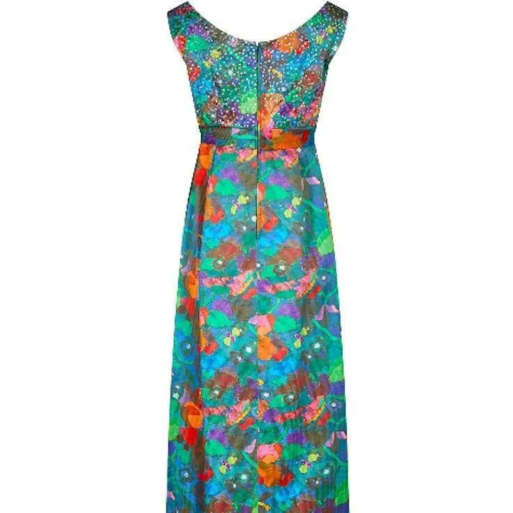 ARCHIVE: 1960s Harvey Nichols Floral and Sequin Evening Dress