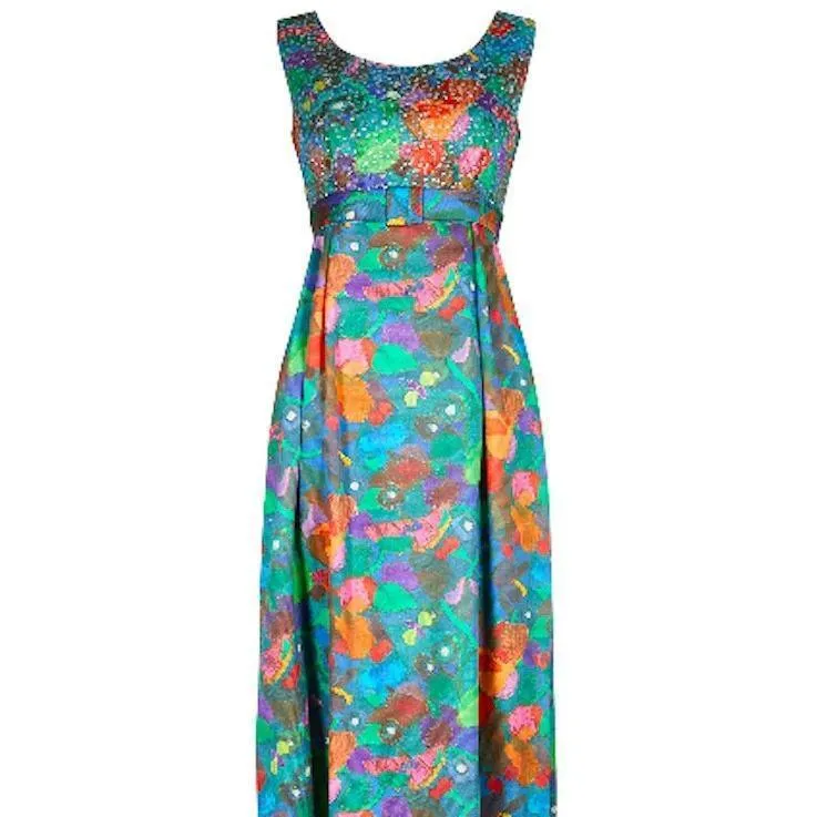 ARCHIVE: 1960s Harvey Nichols Floral and Sequin Evening Dress