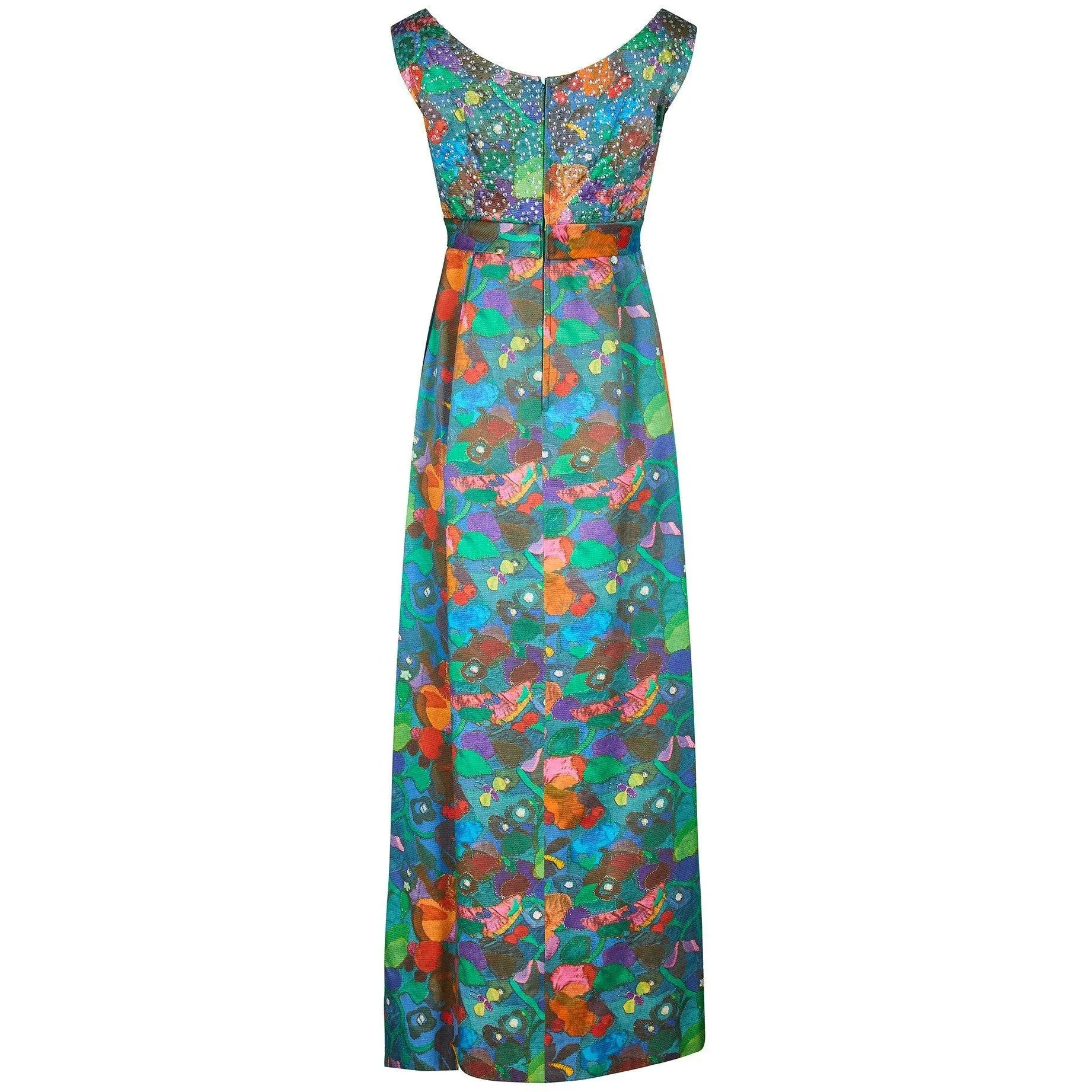 ARCHIVE: 1960s Harvey Nichols Floral and Sequin Evening Dress