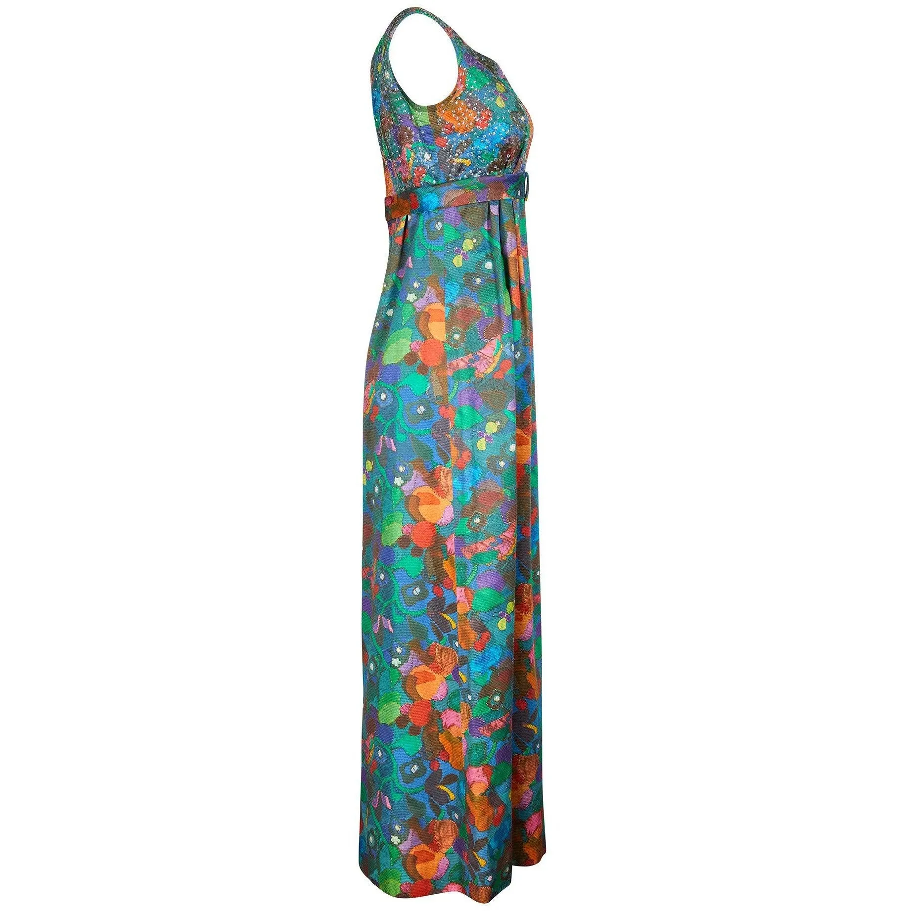 ARCHIVE: 1960s Harvey Nichols Floral and Sequin Evening Dress