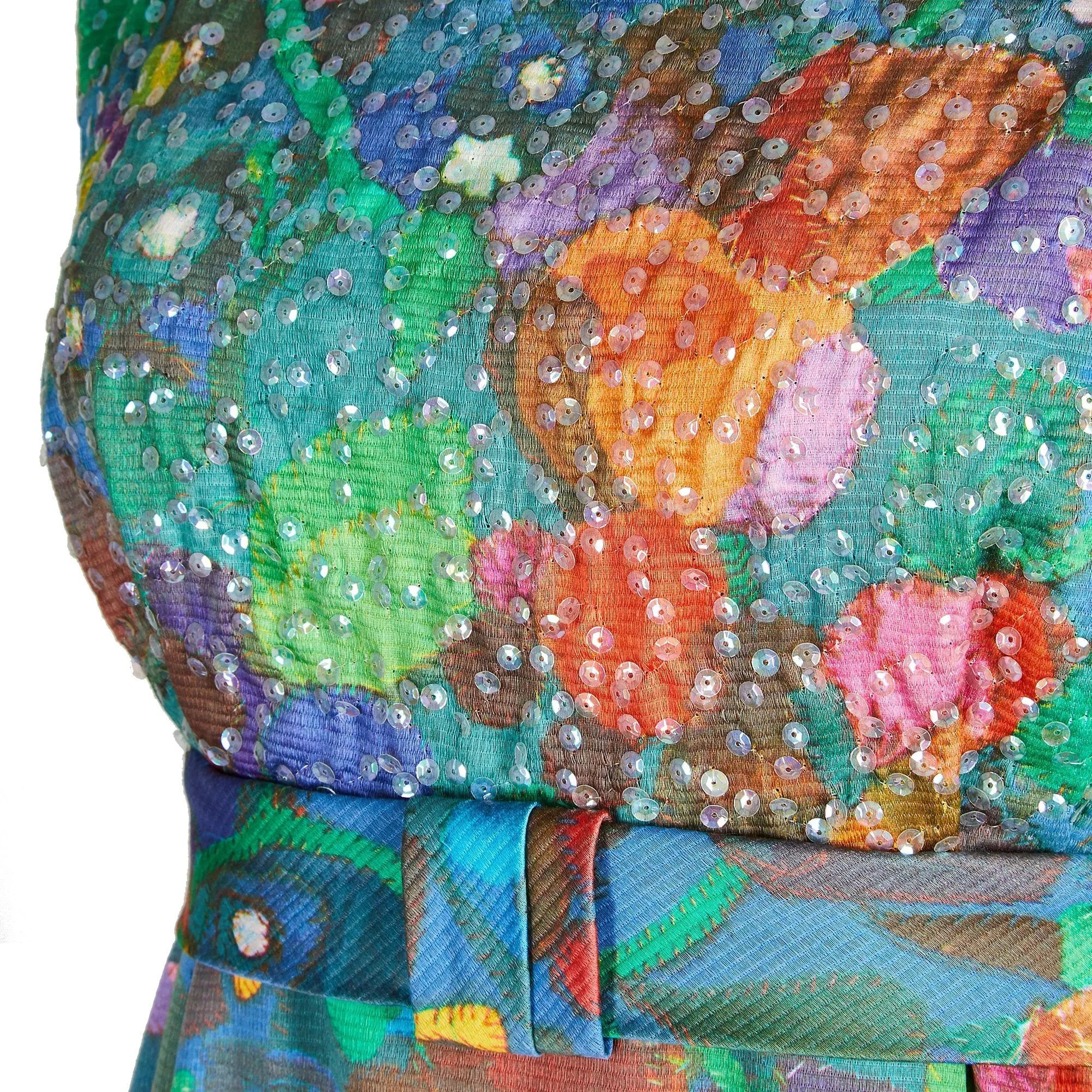 ARCHIVE: 1960s Harvey Nichols Floral and Sequin Evening Dress