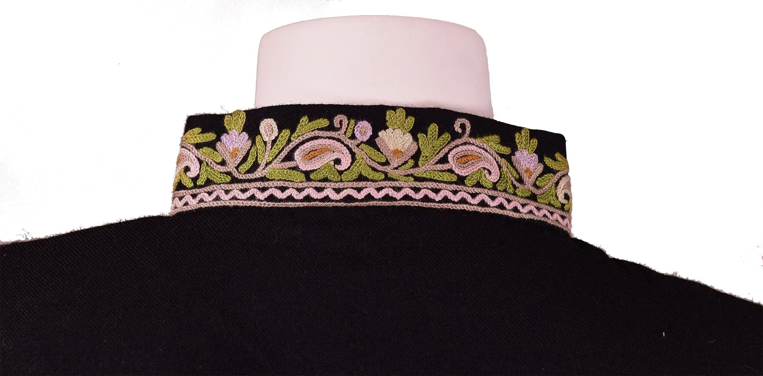 Asteria Black Jacket Dinner Cashmere Evening Dress Coat Paisley Hand Embroidered Kashmir