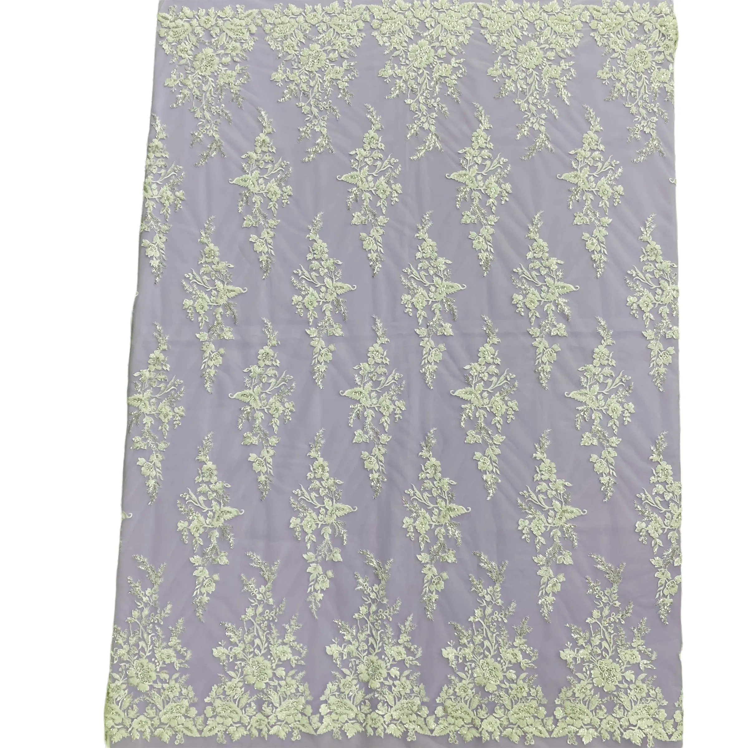 Beaded & Sequined Lace Fabric Embroidered on 100% Polyester Net Mesh | Lace USA - GD-12827