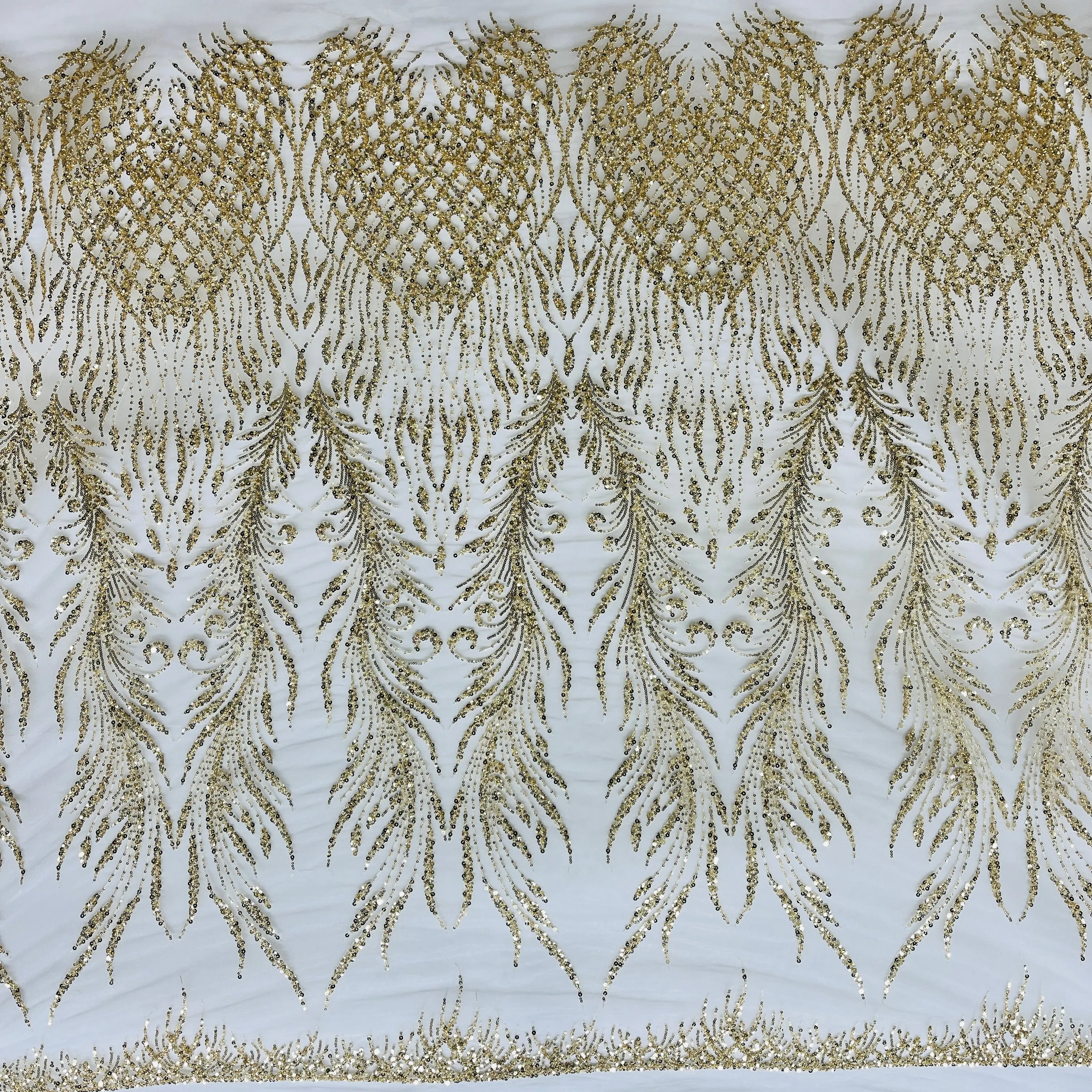 Beaded Lace Fabric Embroidered on 100% Polyester Net Mesh | Lace USA - GD-3785