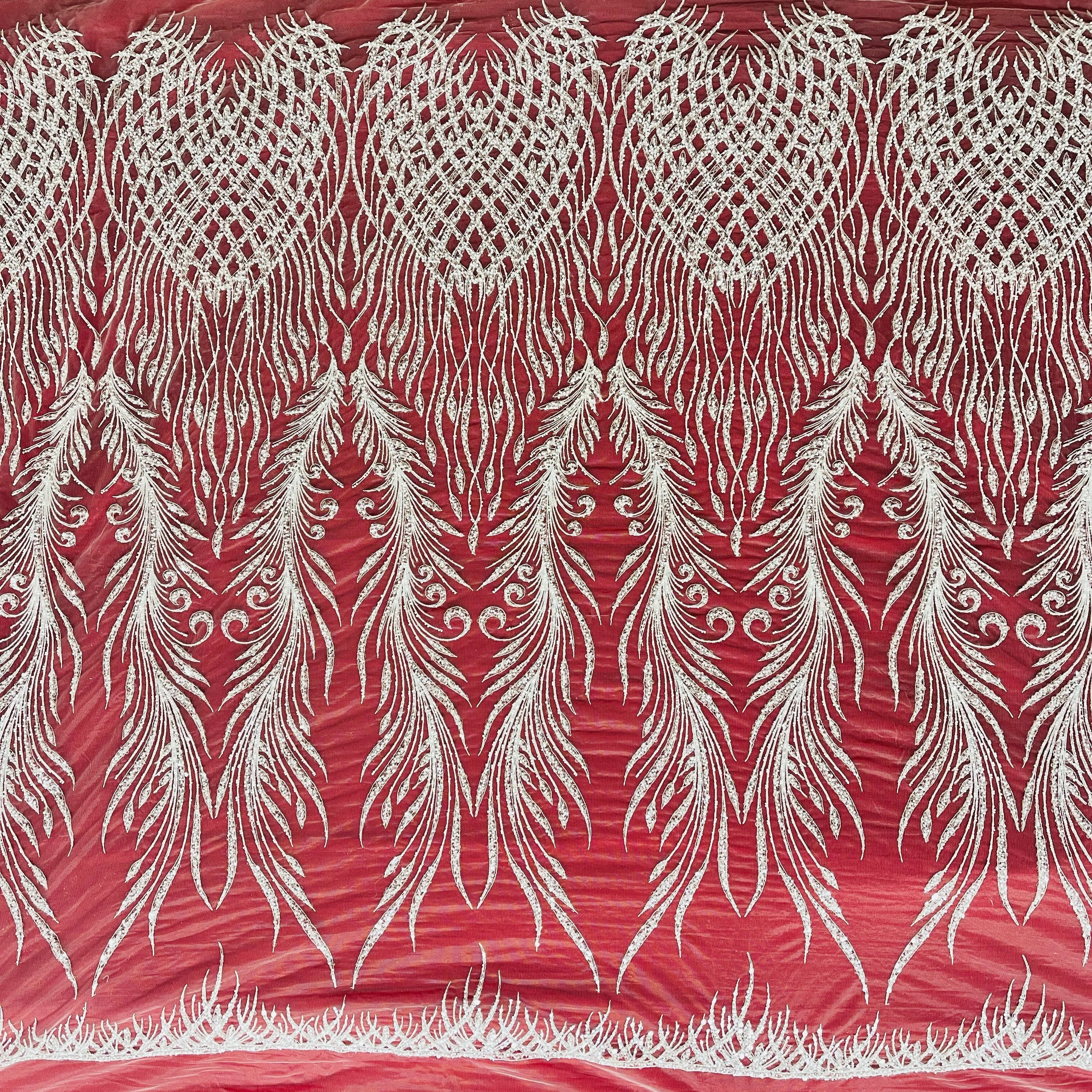 Beaded Lace Fabric Embroidered on 100% Polyester Net Mesh | Lace USA - GD-3785