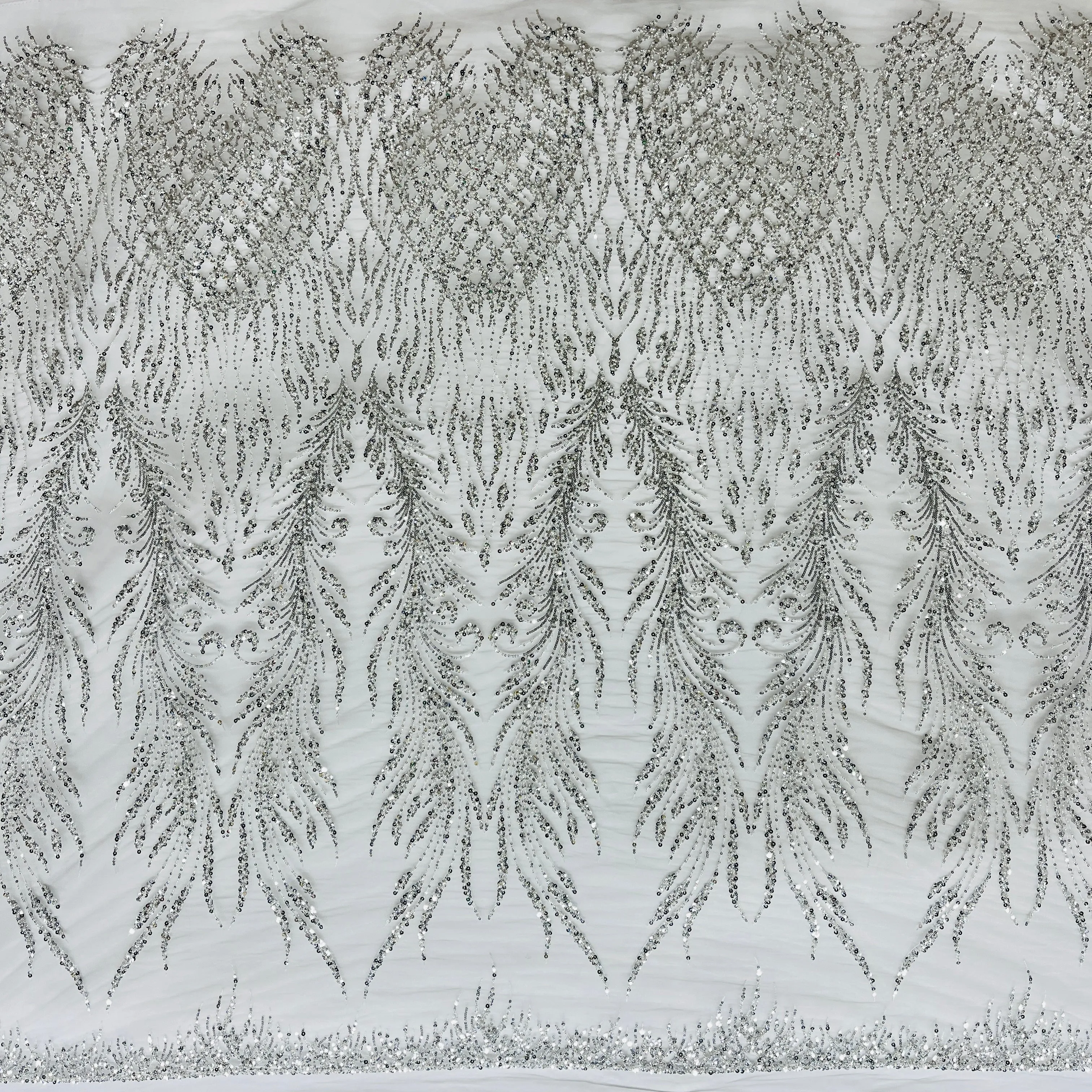 Beaded Lace Fabric Embroidered on 100% Polyester Net Mesh | Lace USA - GD-3785