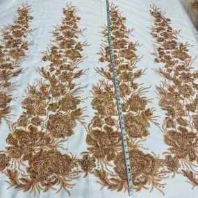 Beaded Lace Fabric Embroidered on 100% Polyester Net Mesh | Lace USA - GD-67313