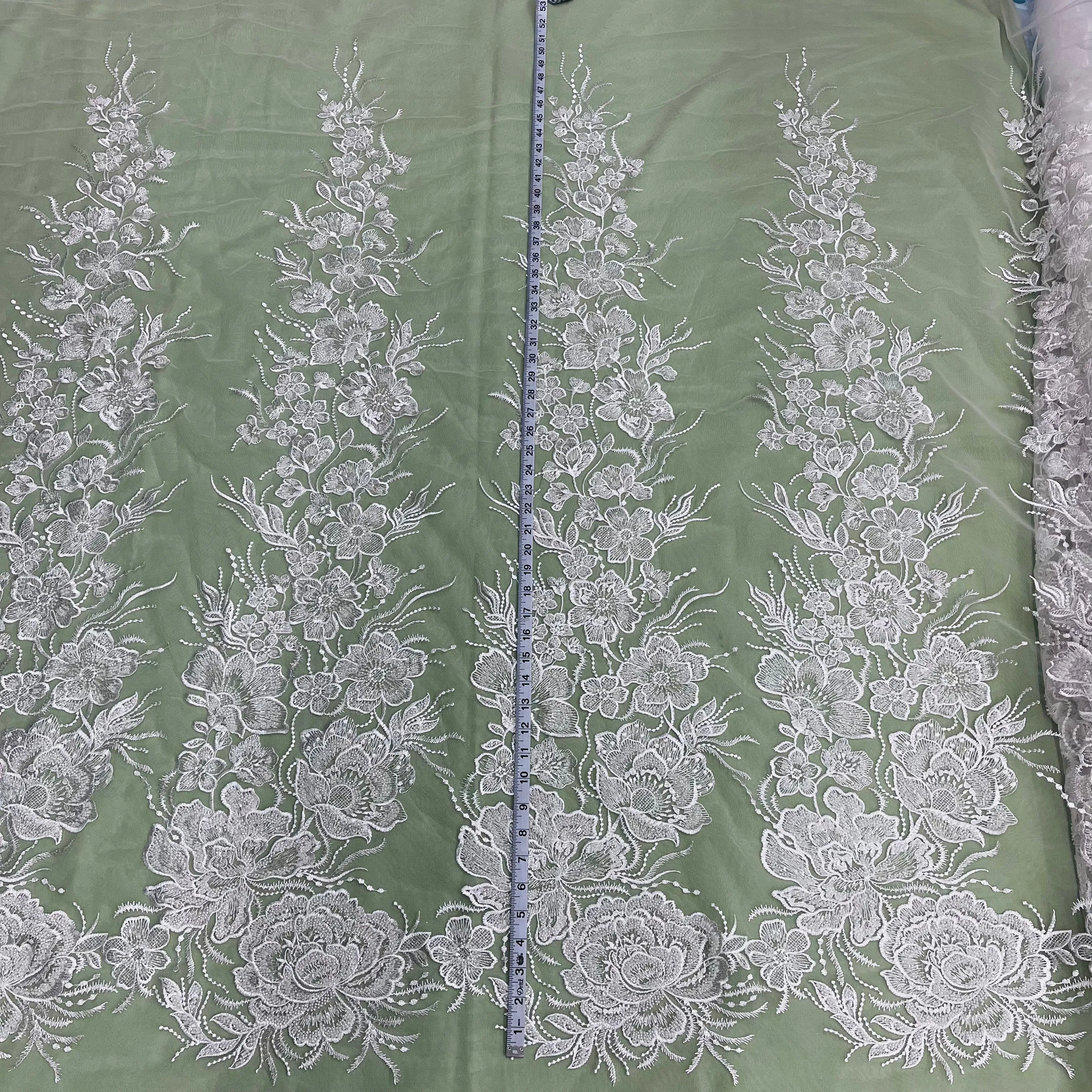 Beaded Lace Fabric Embroidered on 100% Polyester Net Mesh | Lace USA - GD-67313