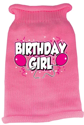 Birthday Girl Screen Print Knit Pet Sweater XXL Pink