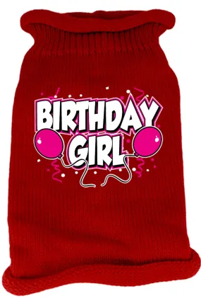 Birthday Girl Screen Print Knit Pet Sweater XXL Red