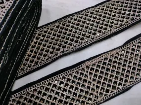 Black & Golden Embellished Zari Lace