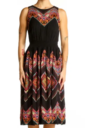 Black Floral Embroidered Midi Dress