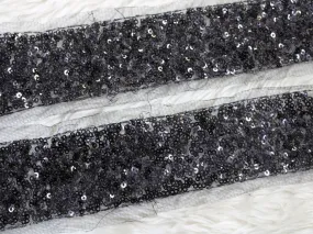 Black Sequins Work Fancy Embroidered Border