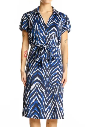 Blue Zebra Print Wrap Dress