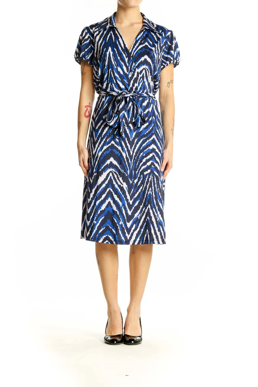 Blue Zebra Print Wrap Dress