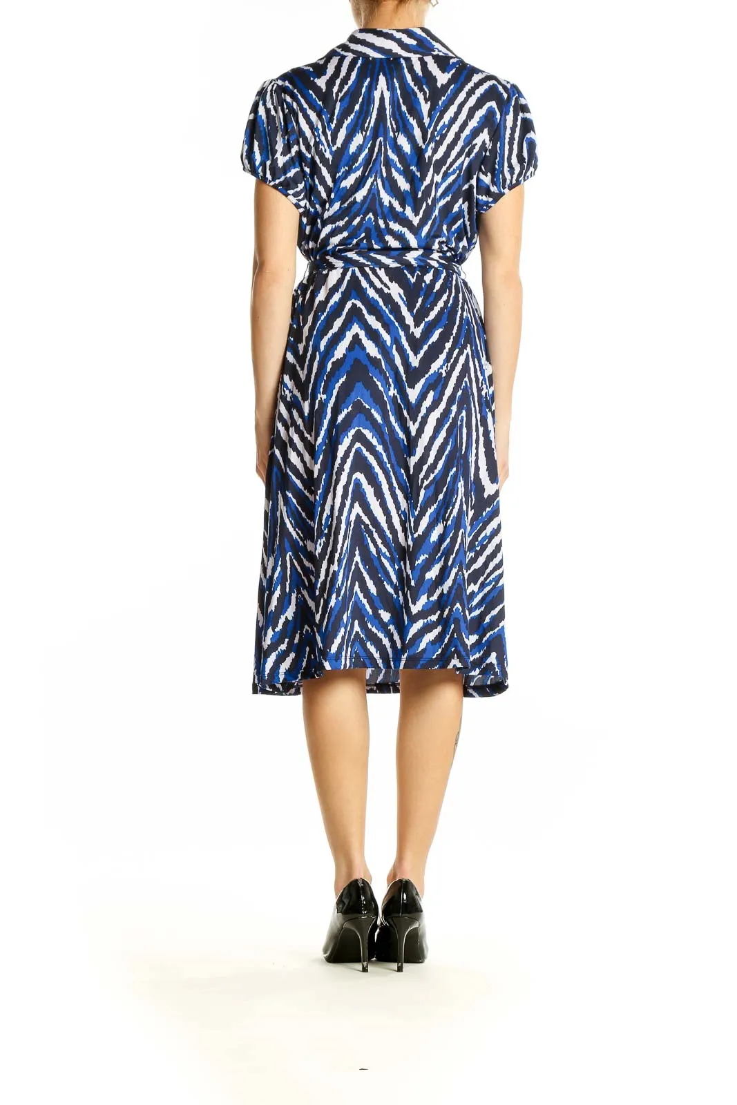 Blue Zebra Print Wrap Dress