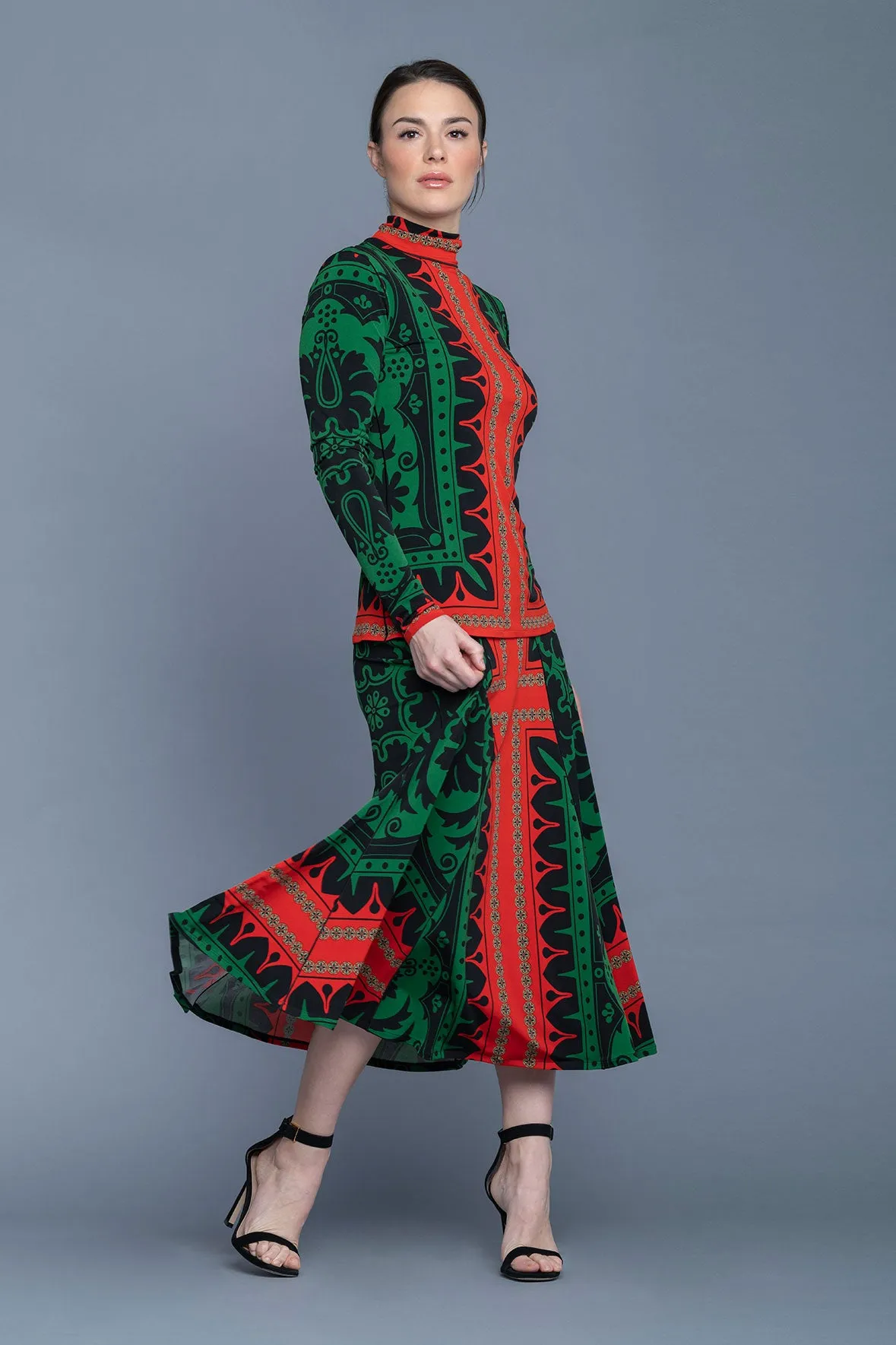 Boot Length Flair Skirt w/ Elastic Waistband