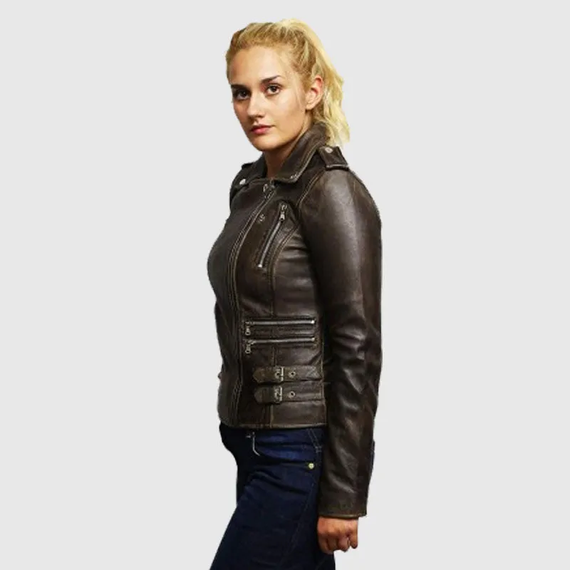 Buy Women's Genuine Fashion Leather Biker Jacket Fitted Brando Vintage Rock