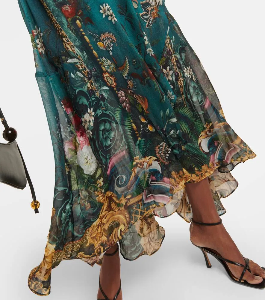 Camilla Ruffled silk midi wrap dress
