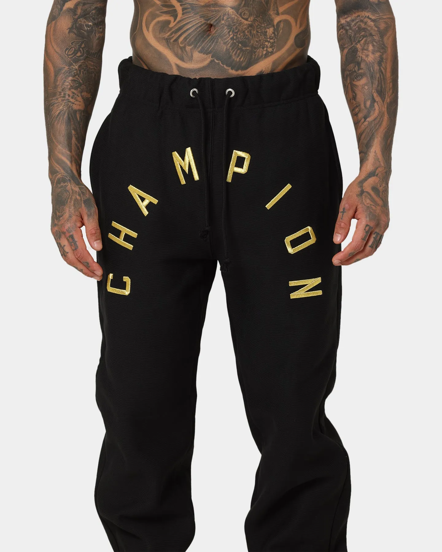 Champion Reverse Weave Arch Logo Jogger Pants Black/Gold