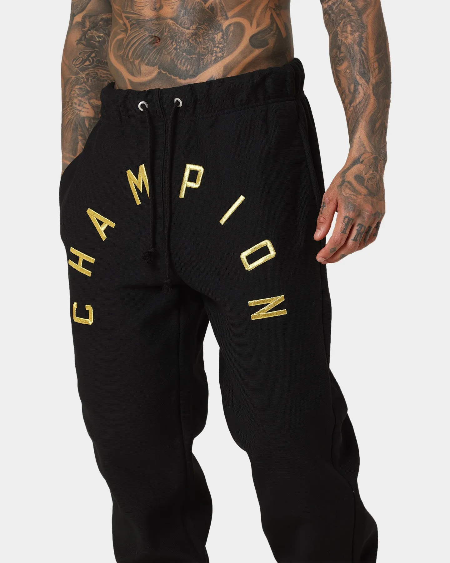 Champion Reverse Weave Arch Logo Jogger Pants Black/Gold
