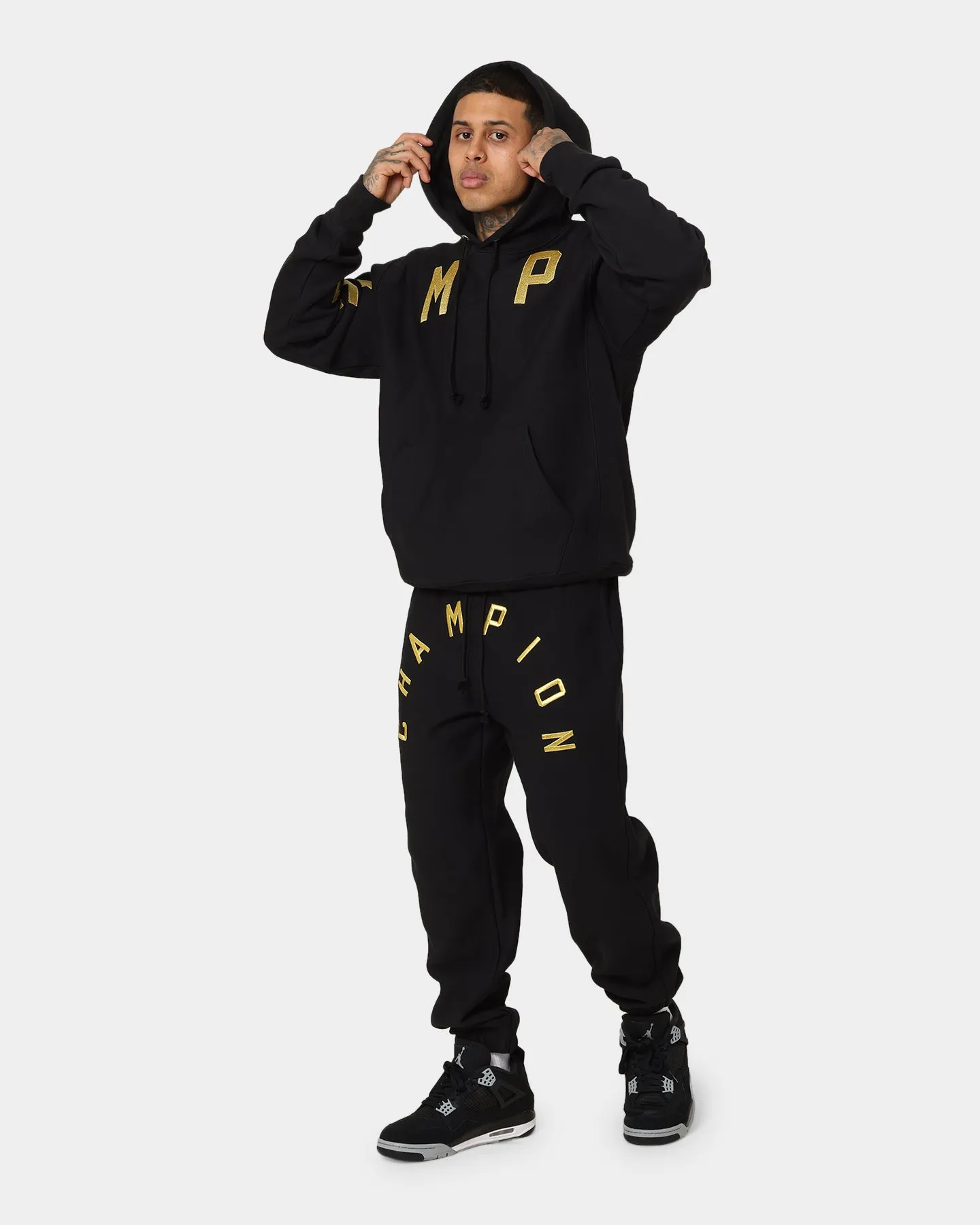 Champion Reverse Weave Arch Logo Jogger Pants Black/Gold