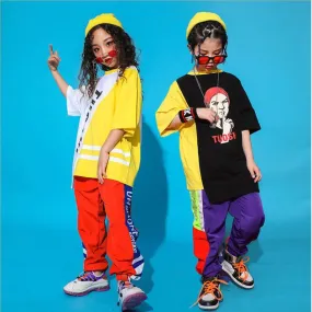 Children Jazz Dance Costumes Girls Concert Hip Hop Costumes Kids dancing Clothing Dancing Top Pants Stage street wear Outfits