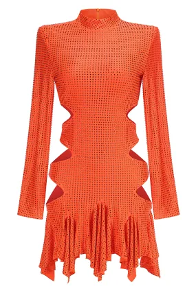Crystal Embroidered Cut Out A-line Dress