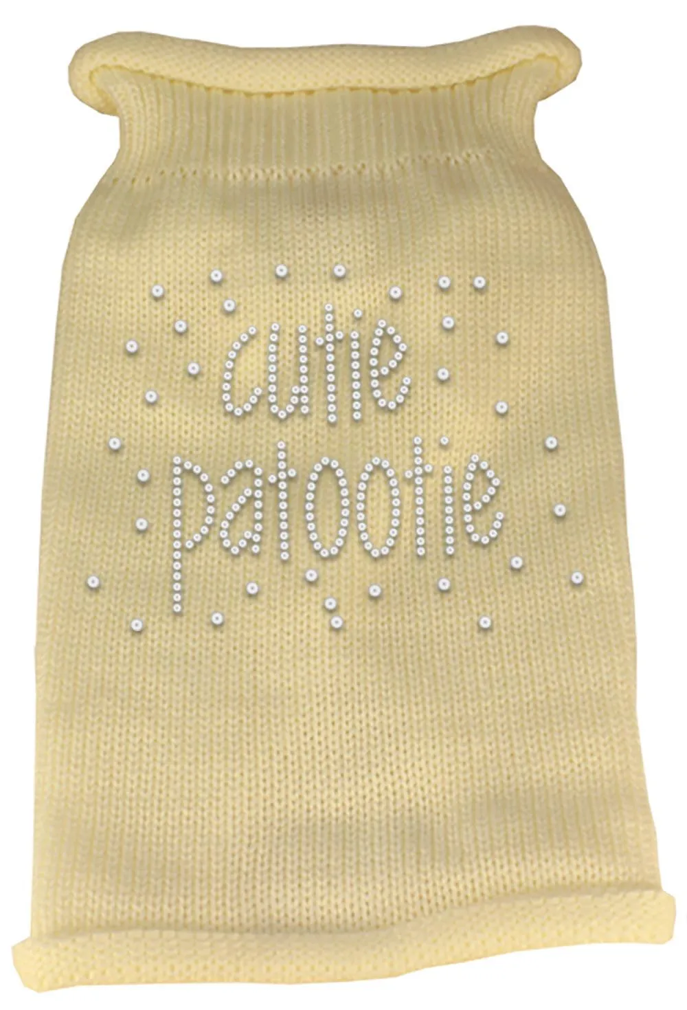 Cutie Patootie Rhinestone Knit Pet Sweater XL Cream