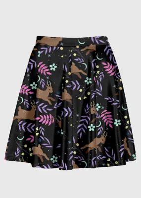 Deer Floral Kawaii High Waist Skirt