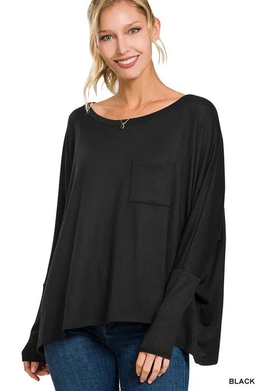 Dolman Sleeve Round Neck Top