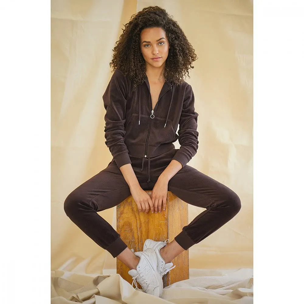 Drawstring Velvet Velour Front Slant Pockets Casual Joggers Pants