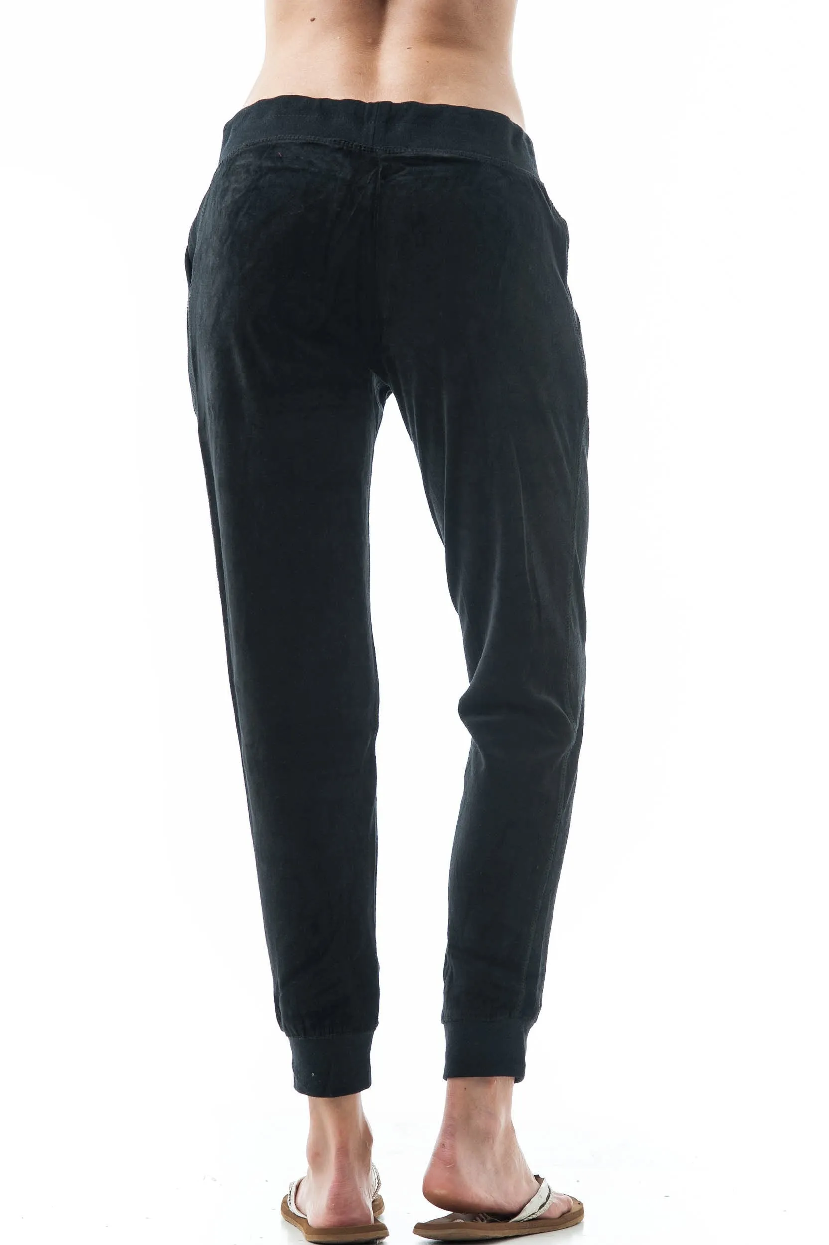 Drawstring Velvet Velour Front Slant Pockets Casual Joggers Pants