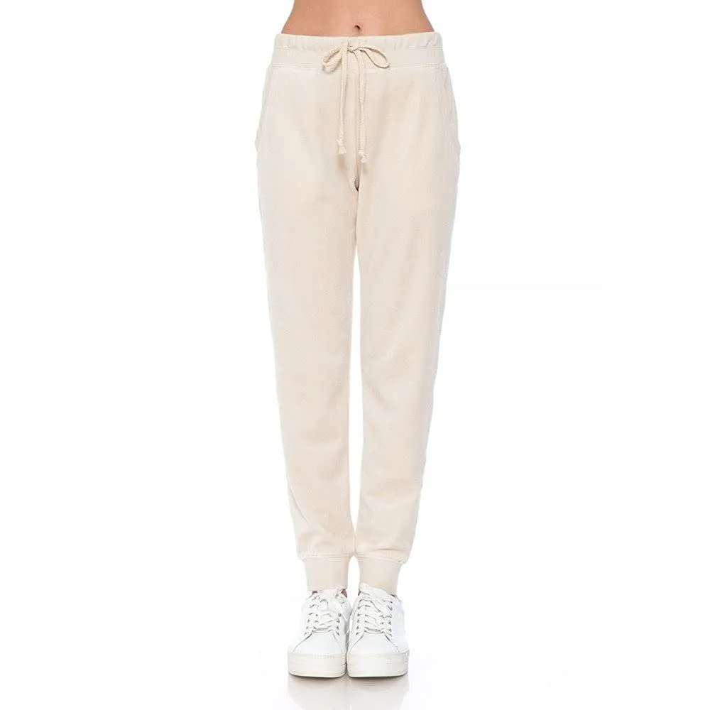 Drawstring Velvet Velour Front Slant Pockets Casual Joggers Pants