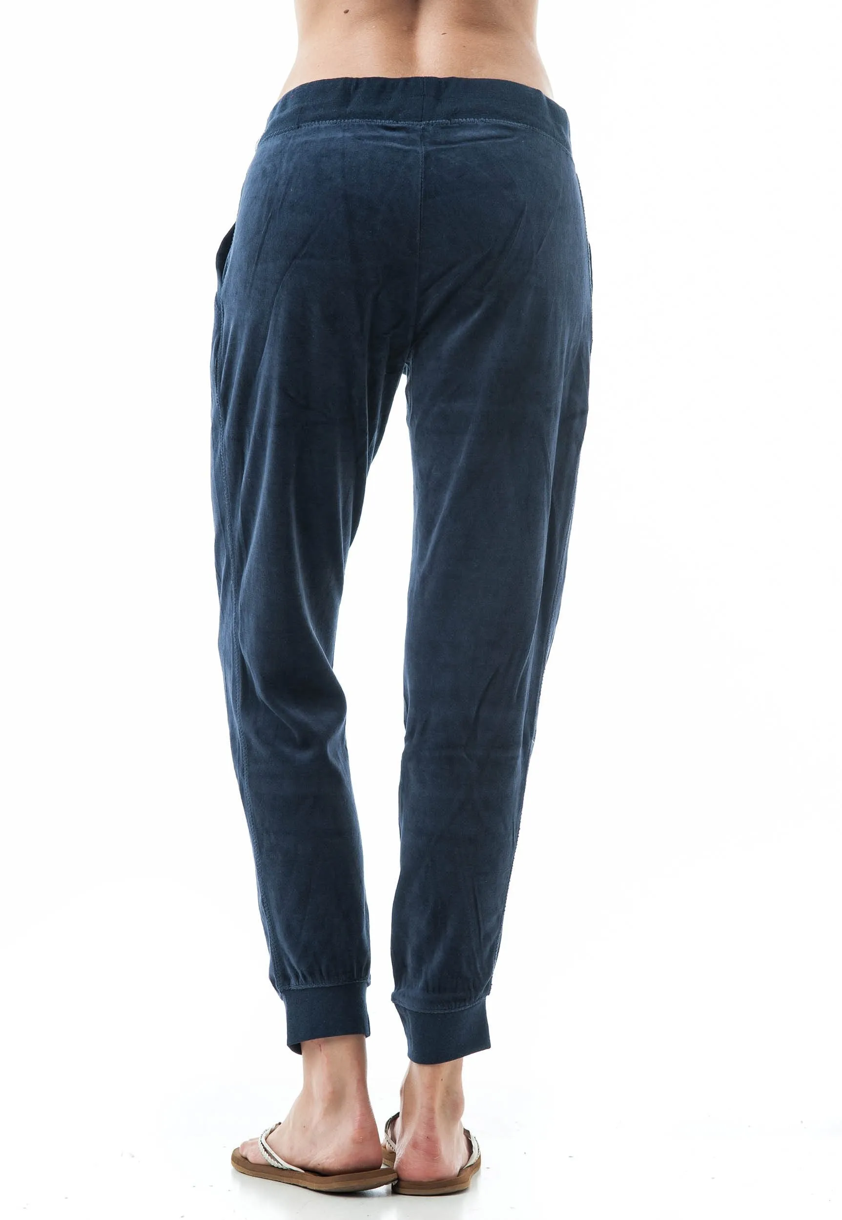 Drawstring Velvet Velour Front Slant Pockets Casual Joggers Pants