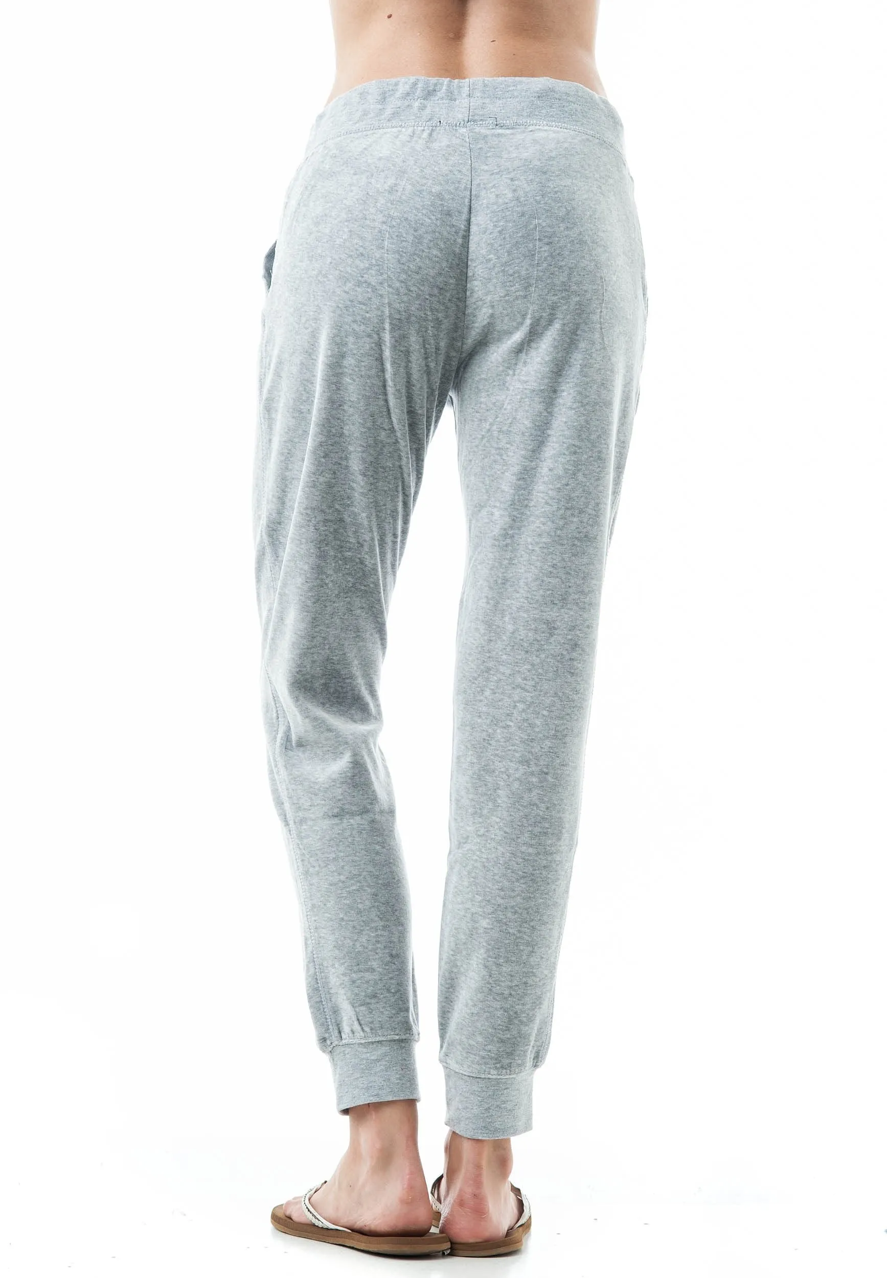 Drawstring Velvet Velour Front Slant Pockets Casual Joggers Pants