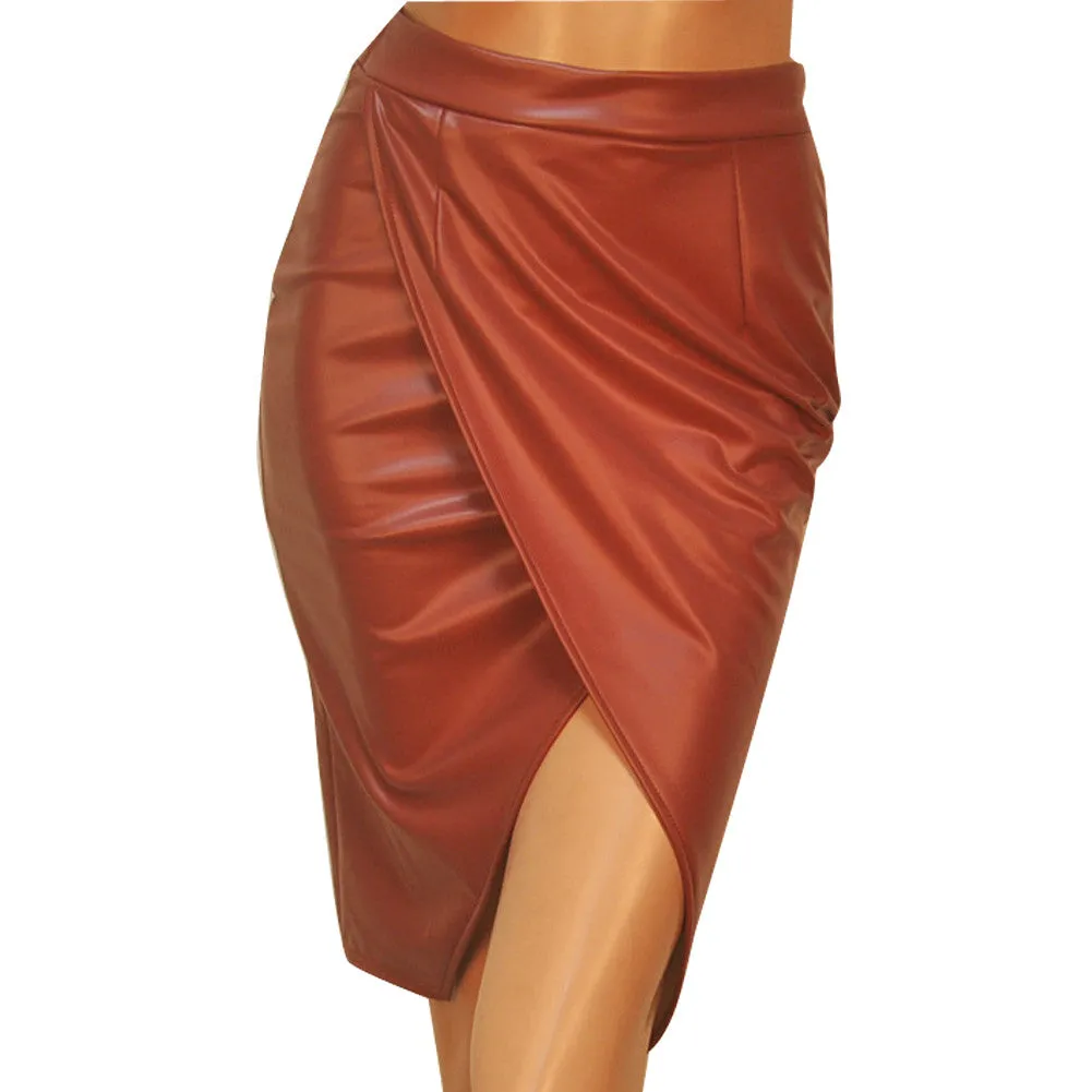 Edgy High Waisted Skirts Wrap Splited Midi Length