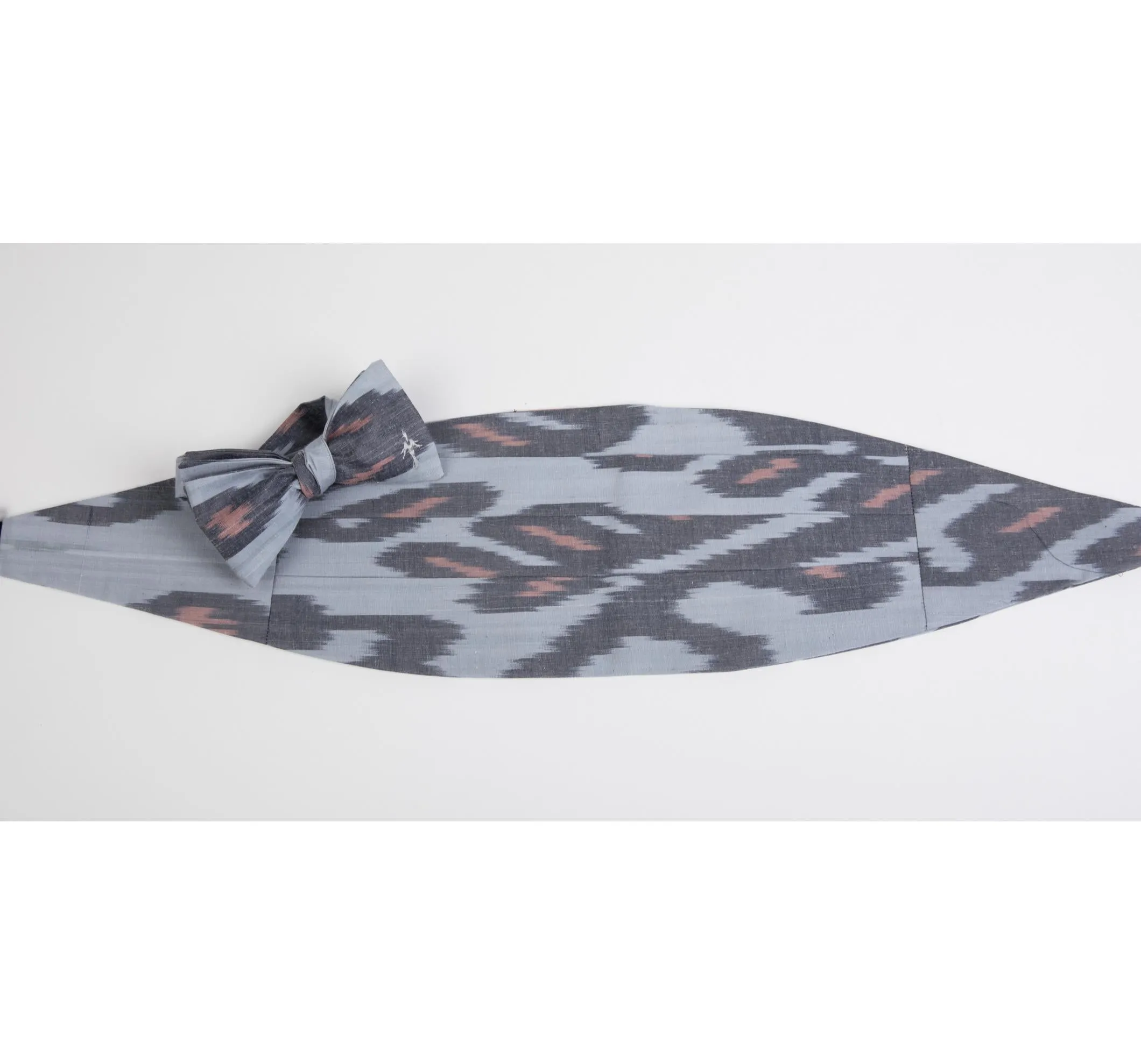 Edisto Silk Ikat Cummerbund - Grey, Blush Pink