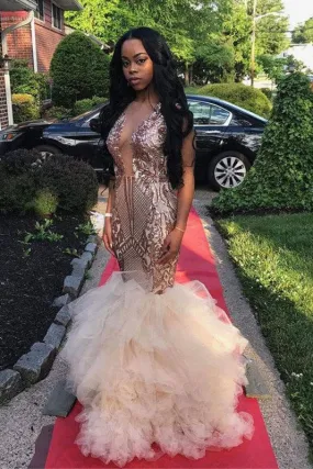Elegant Glitter Sequins Ruffles Mermaid Prom Dresses Elegant Glitter Sequins Ruffles Mermaid Prom Dresses