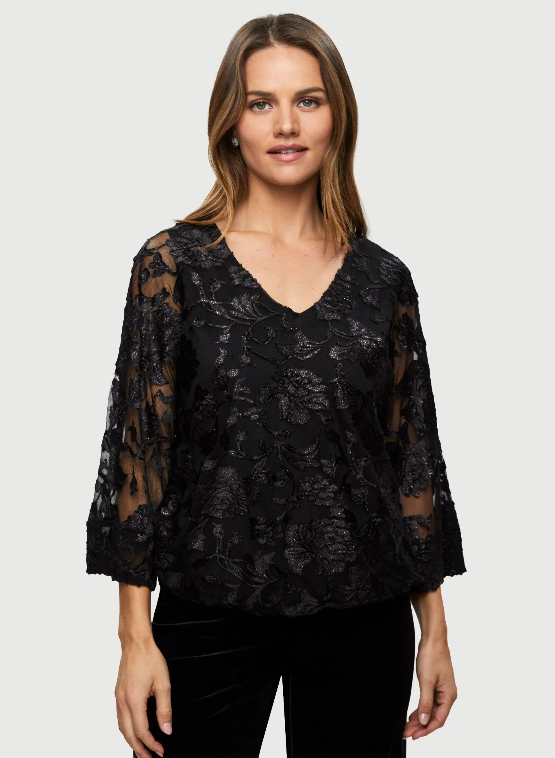 Floral Burnout Velour Top