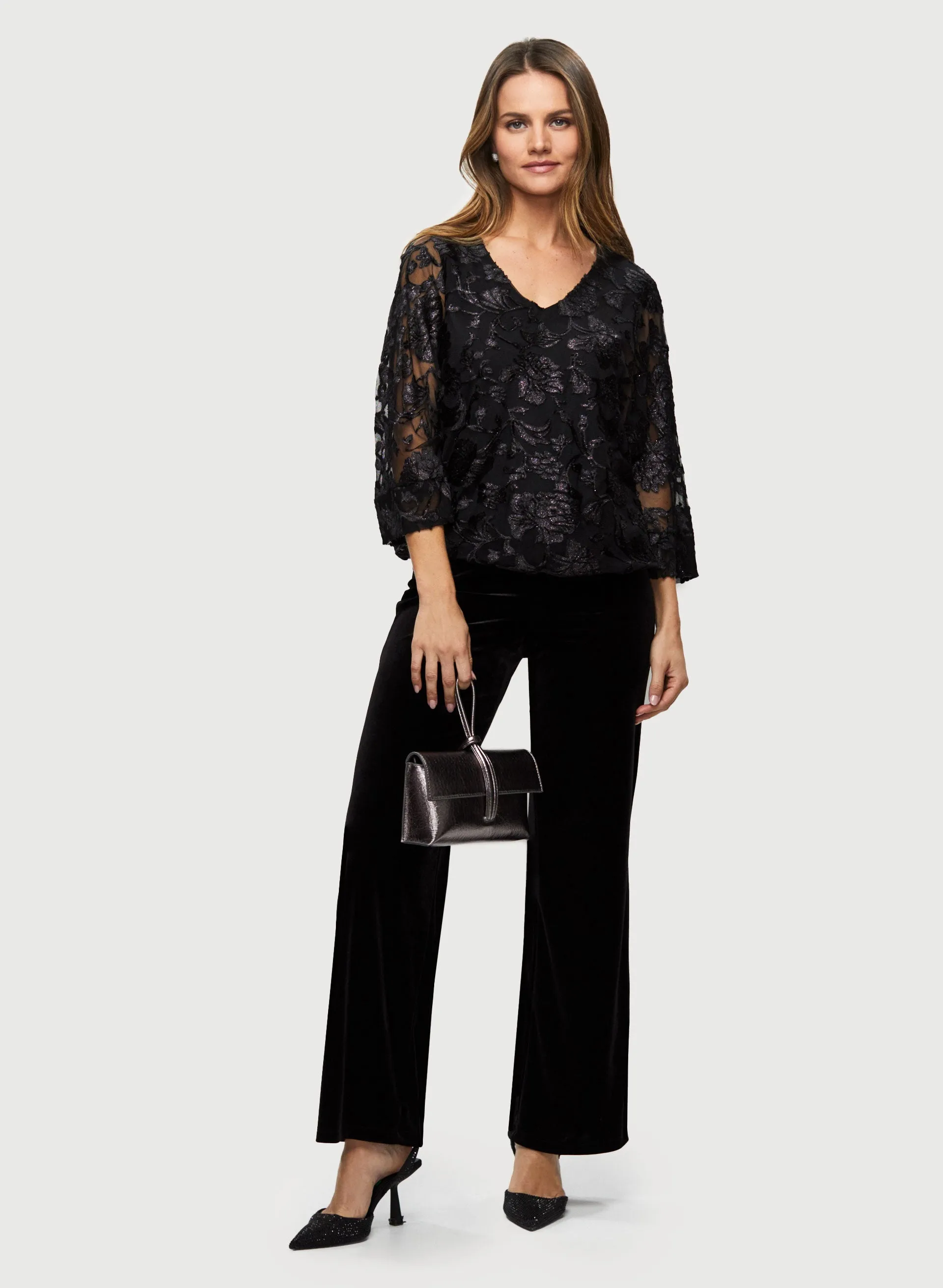 Floral Burnout Velour Top